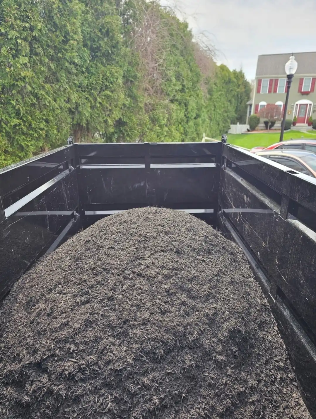 Mulch delivery using a dump trailer in New Bedford MA